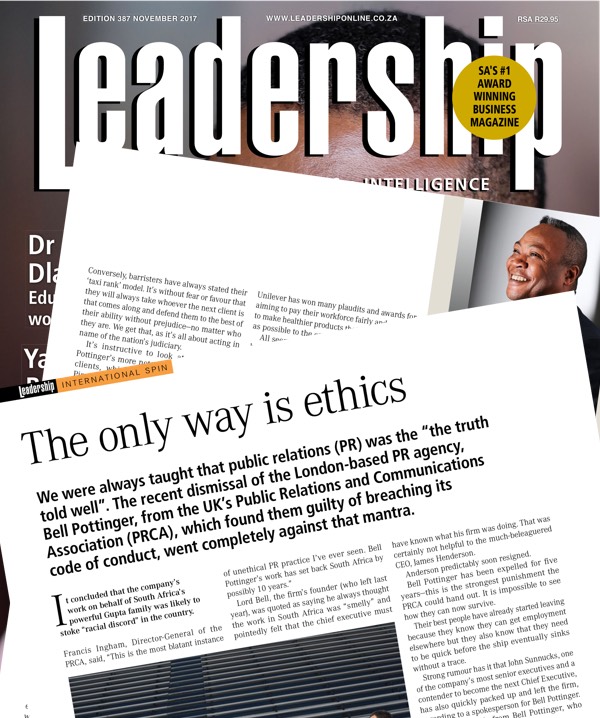 Leadership Magazine Nov 2017 - the only way is ethics image